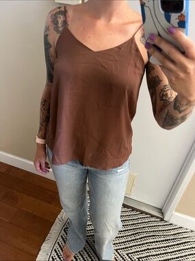 Active USA Brown V-Neck Cami Top
